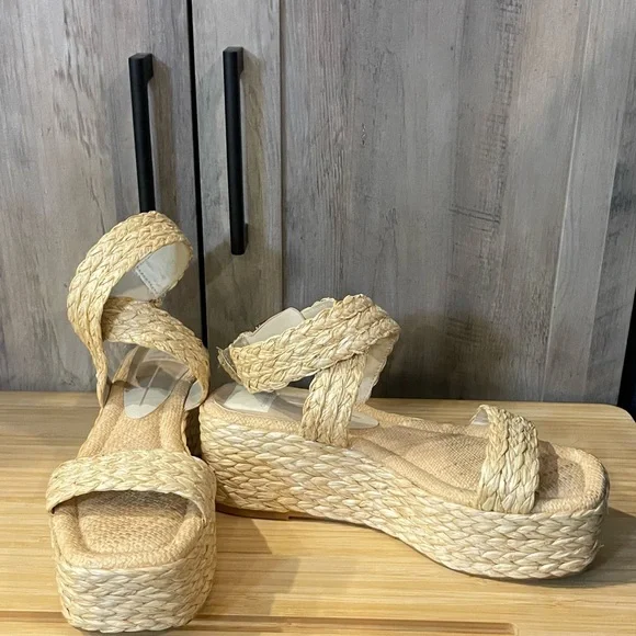 Dolce Vita Cannes Ankle Strap Espadrille Platform Sandal in light natural raffia - Picture 3 of 5